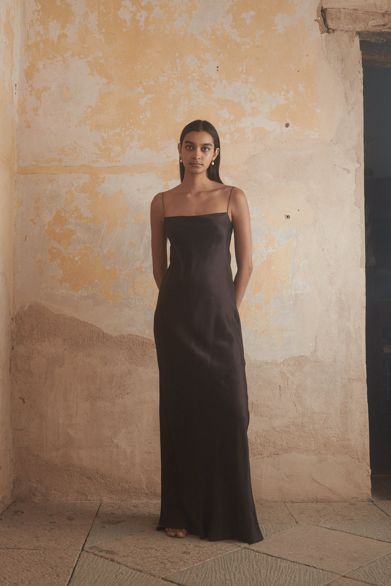 Camille Slip Dress in Mahogany - Desert Paris