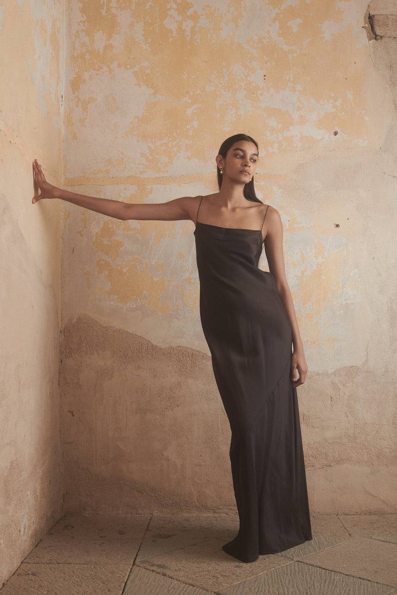 Camille Slip Dress in Mahogany - Desert Paris