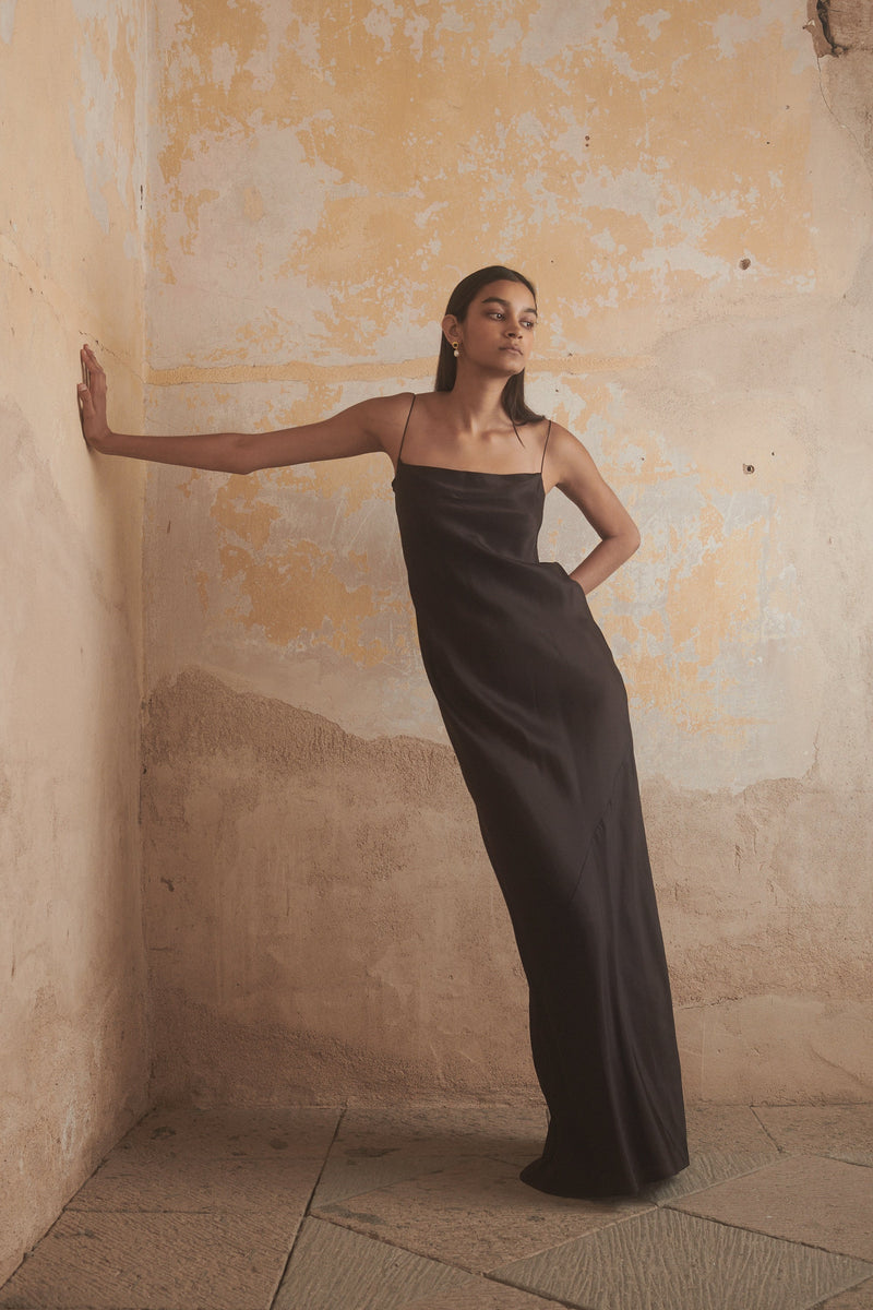 Camille Slip Dress in Mahogany - Desert Paris