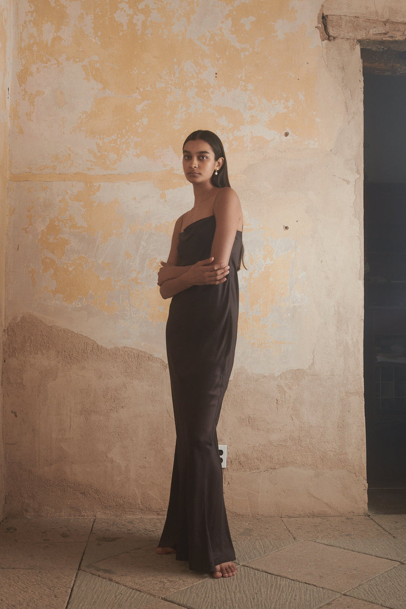 Camille Slip Dress in Mahogany - Desert Paris