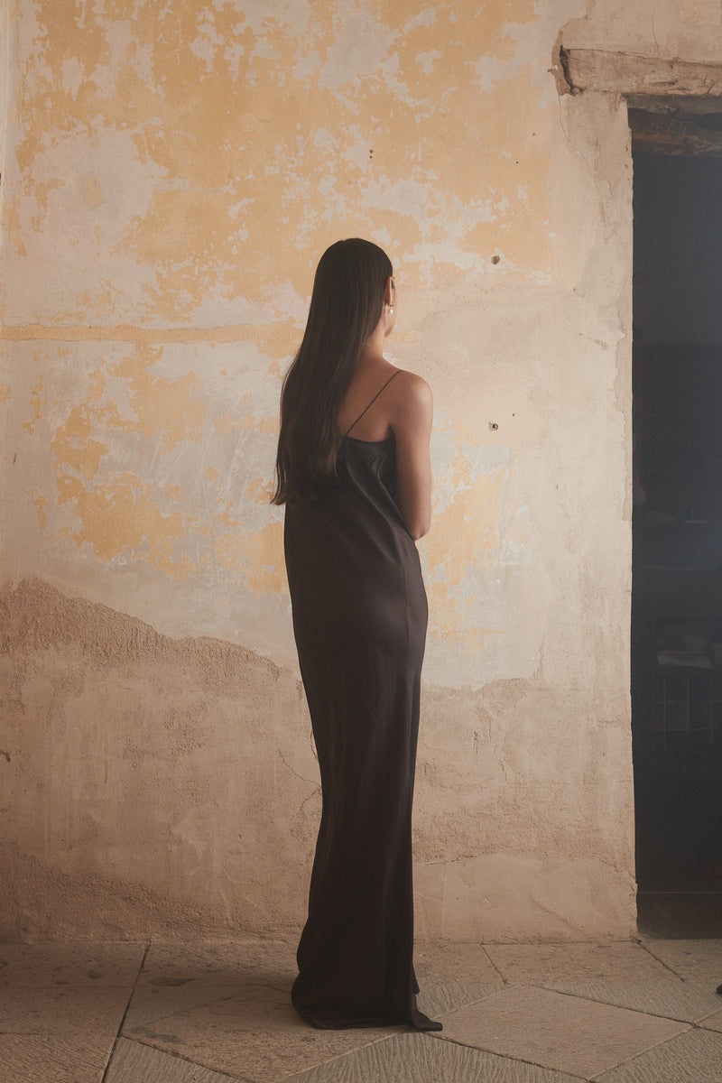 Camille Slip Dress in Mahogany - Desert Paris