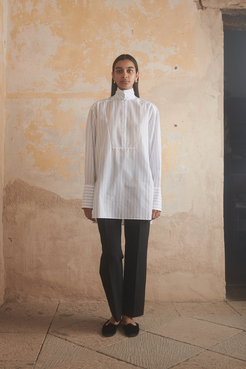Cyra Shirt in Cornflower Stripe - Desert Paris