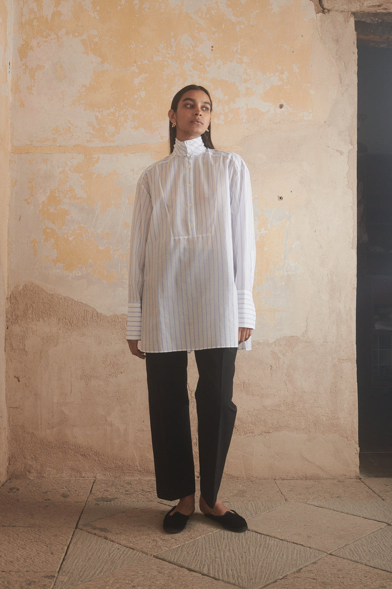 Cyra Shirt in Cornflower Stripe - Desert Paris