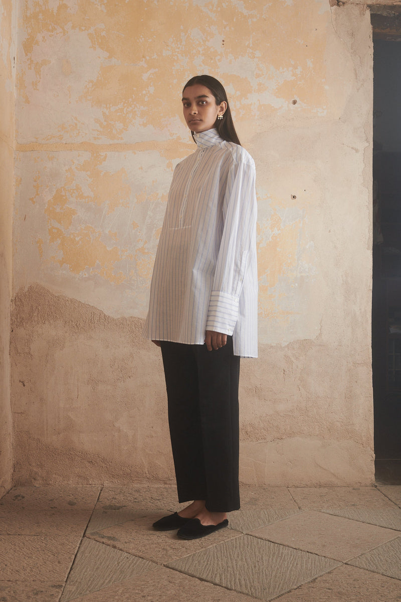 Cyra Shirt in Cornflower Stripe - Desert Paris