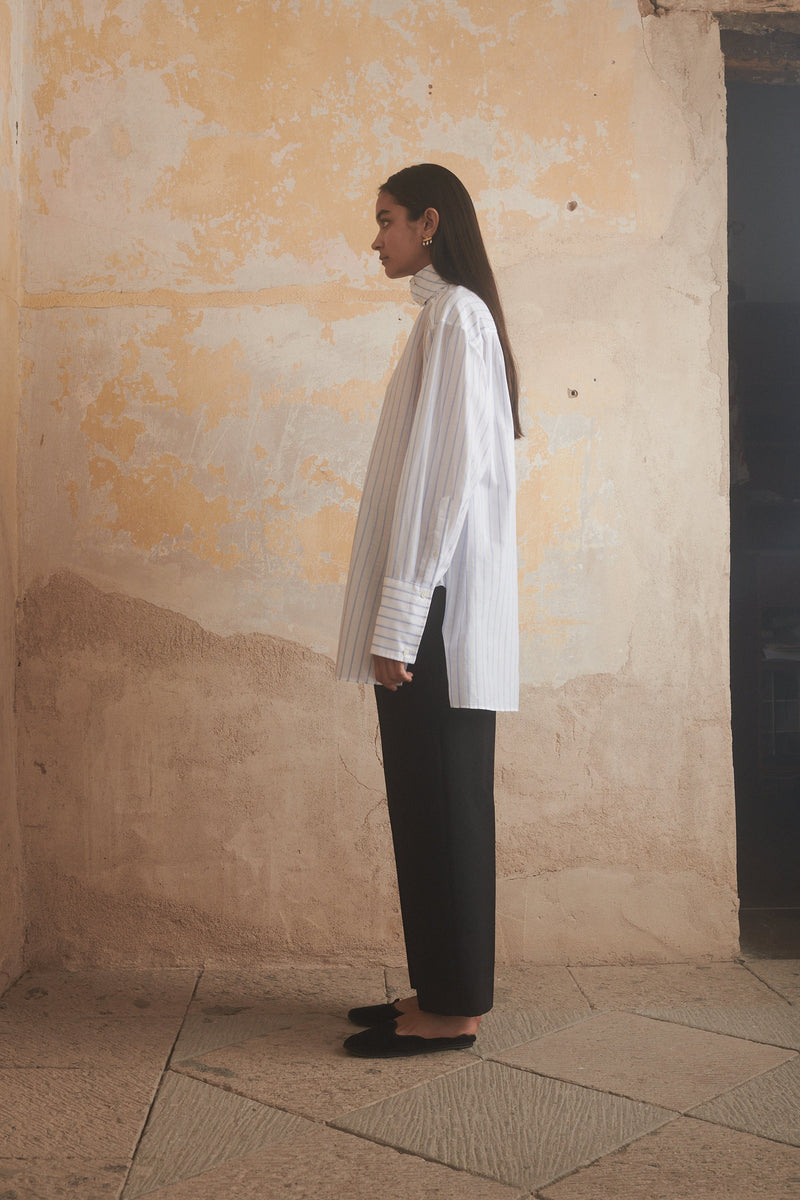 Cyra Shirt in Cornflower Stripe - Desert Paris