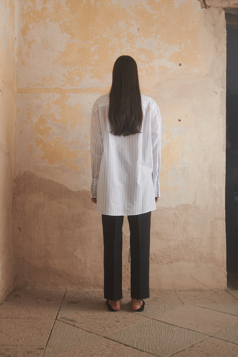 Cyra Shirt in Cornflower Stripe - Desert Paris